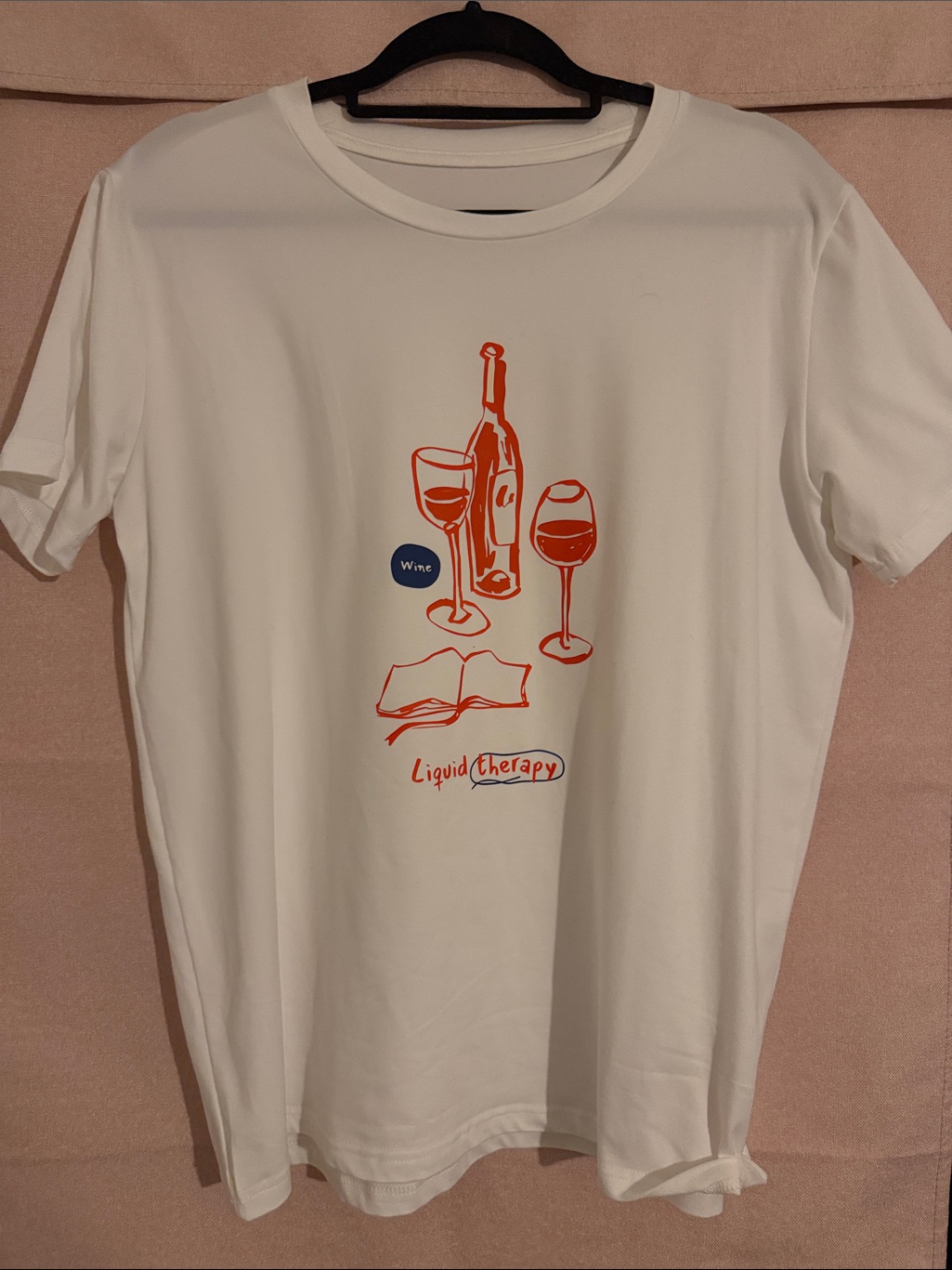White Graphic Tee With Orange Wine Illustration